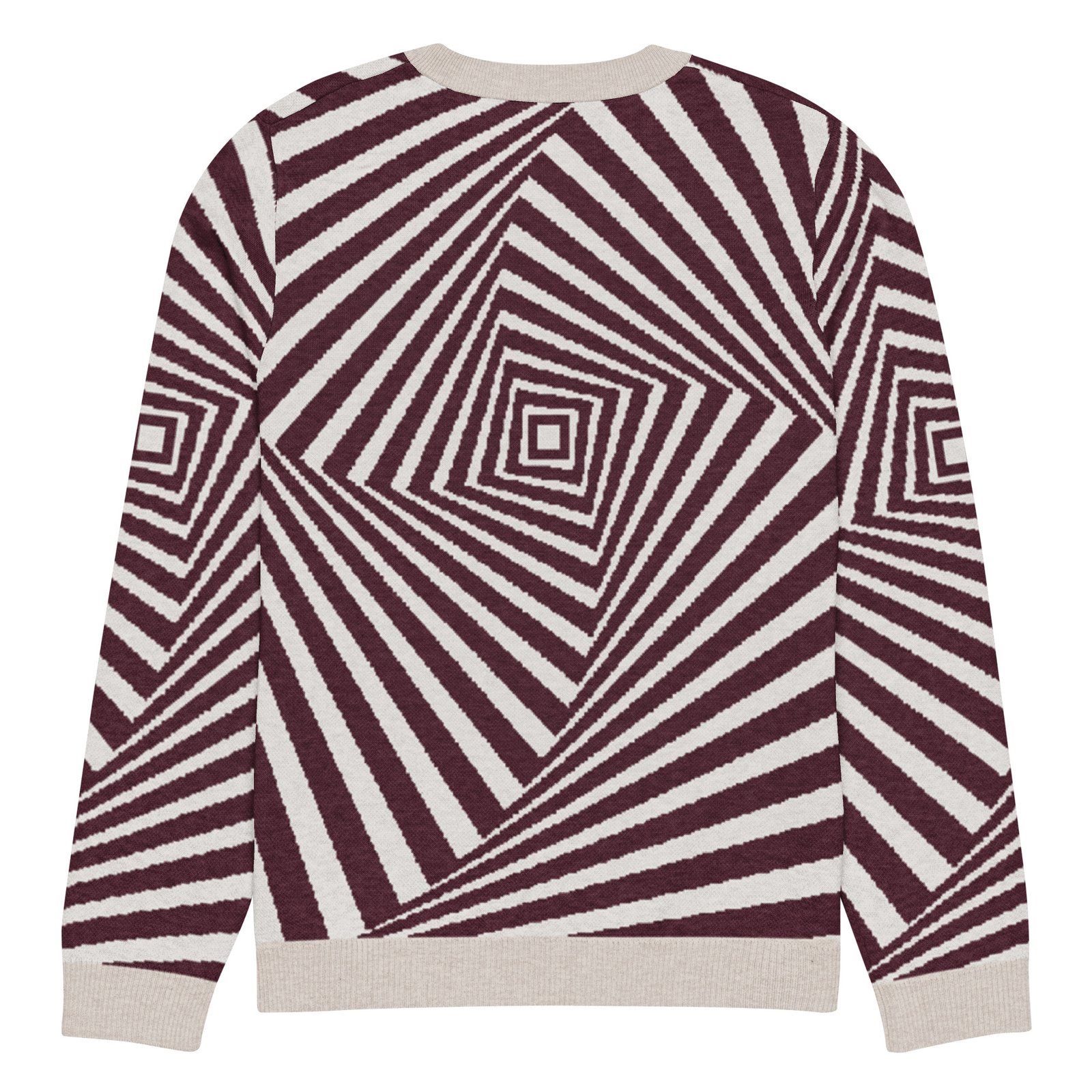 Black White Optical Sweater Geometric Knit Crew Neck Black White Optical Sweater Geometric Knit Crew Neck