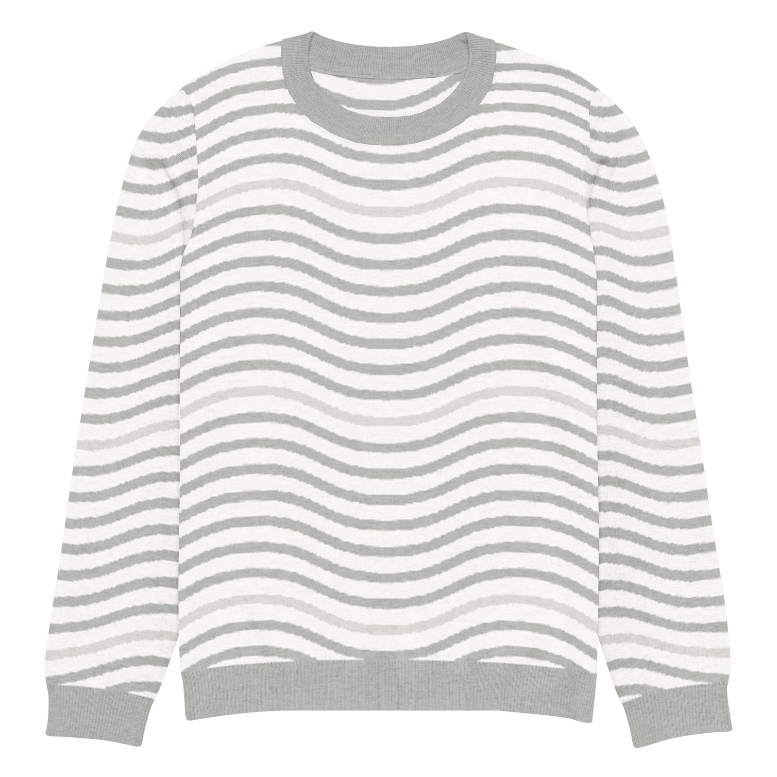 Green Wave Knitted Sweater Olive Beige Crew Neck Green Wave Knitted Sweater Olive Beige Crew Neck