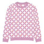 Pink Purple Scallop Sweater Pastel Crew Neck Top