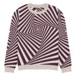 Black White Optical Sweater Geometric Knit Crew Neck