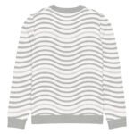 Green Wave Knitted Sweater Olive Beige Crew Neck
