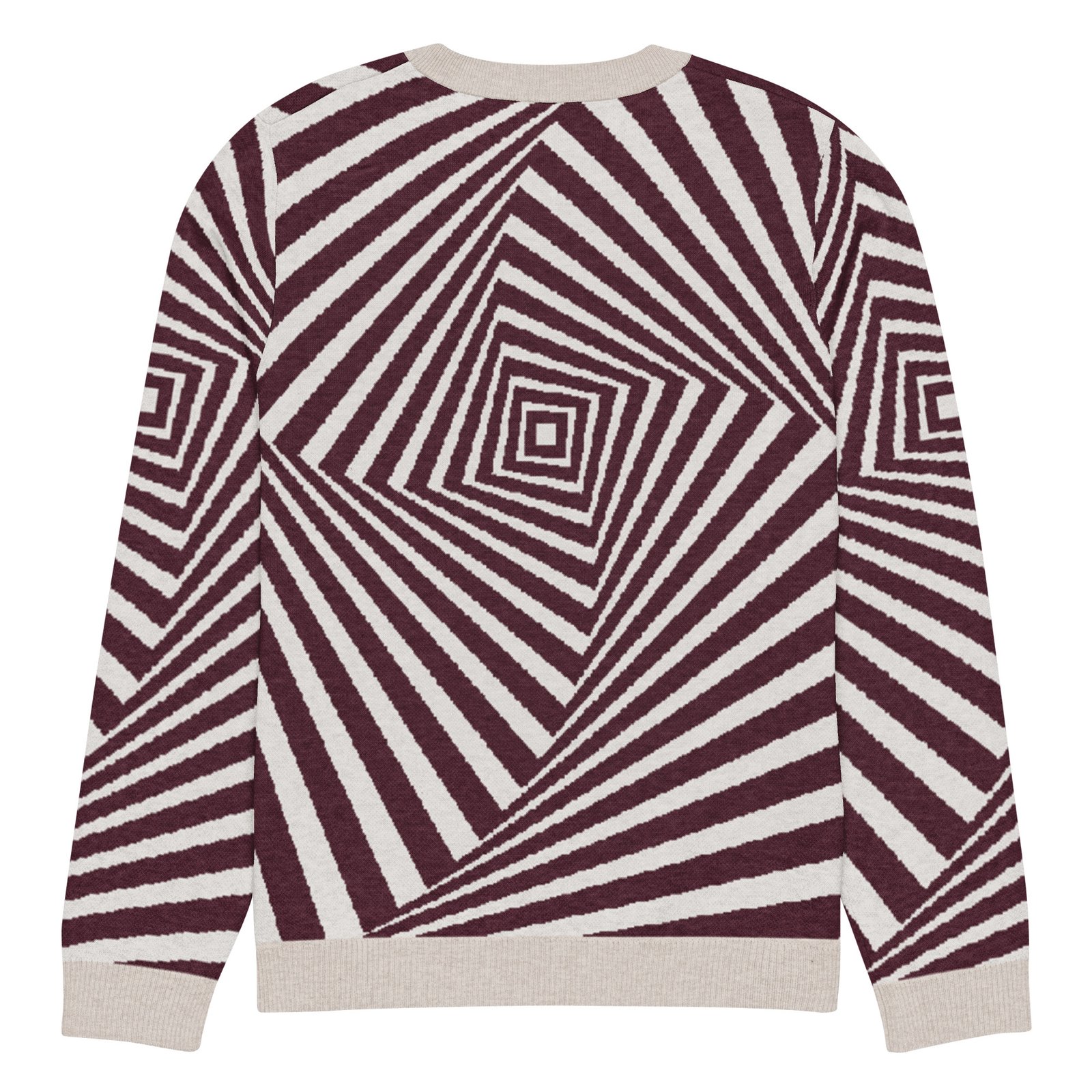 Black White Optical Sweater Geometric Knit Crew Neck Black White Optical Sweater Geometric Knit Crew Neck