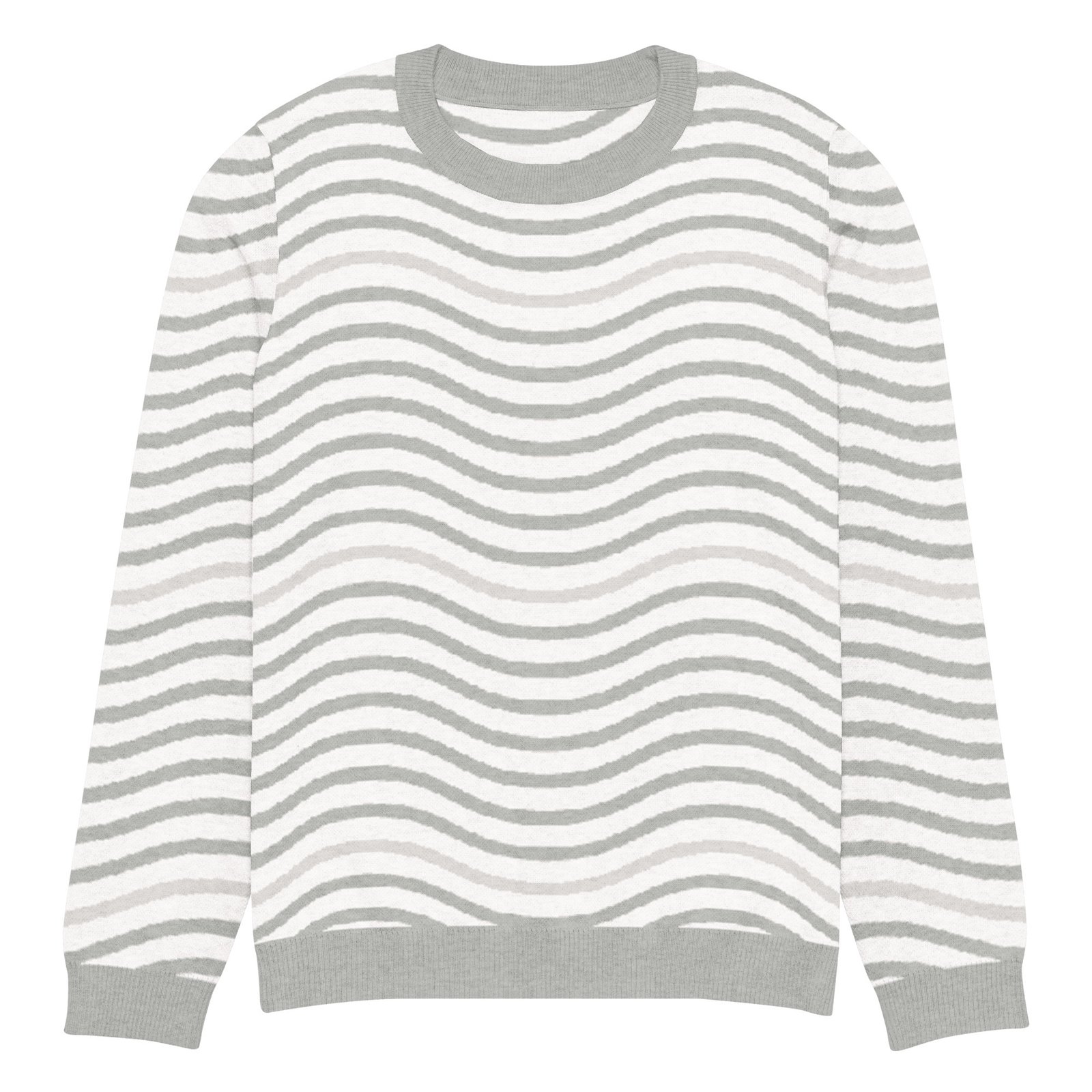 Green Wave Knitted Sweater Olive Beige Crew Neck Green Wave Knitted Sweater Olive Beige Crew Neck