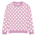 Pink Purple Scallop Sweater Pastel Crew Neck Top