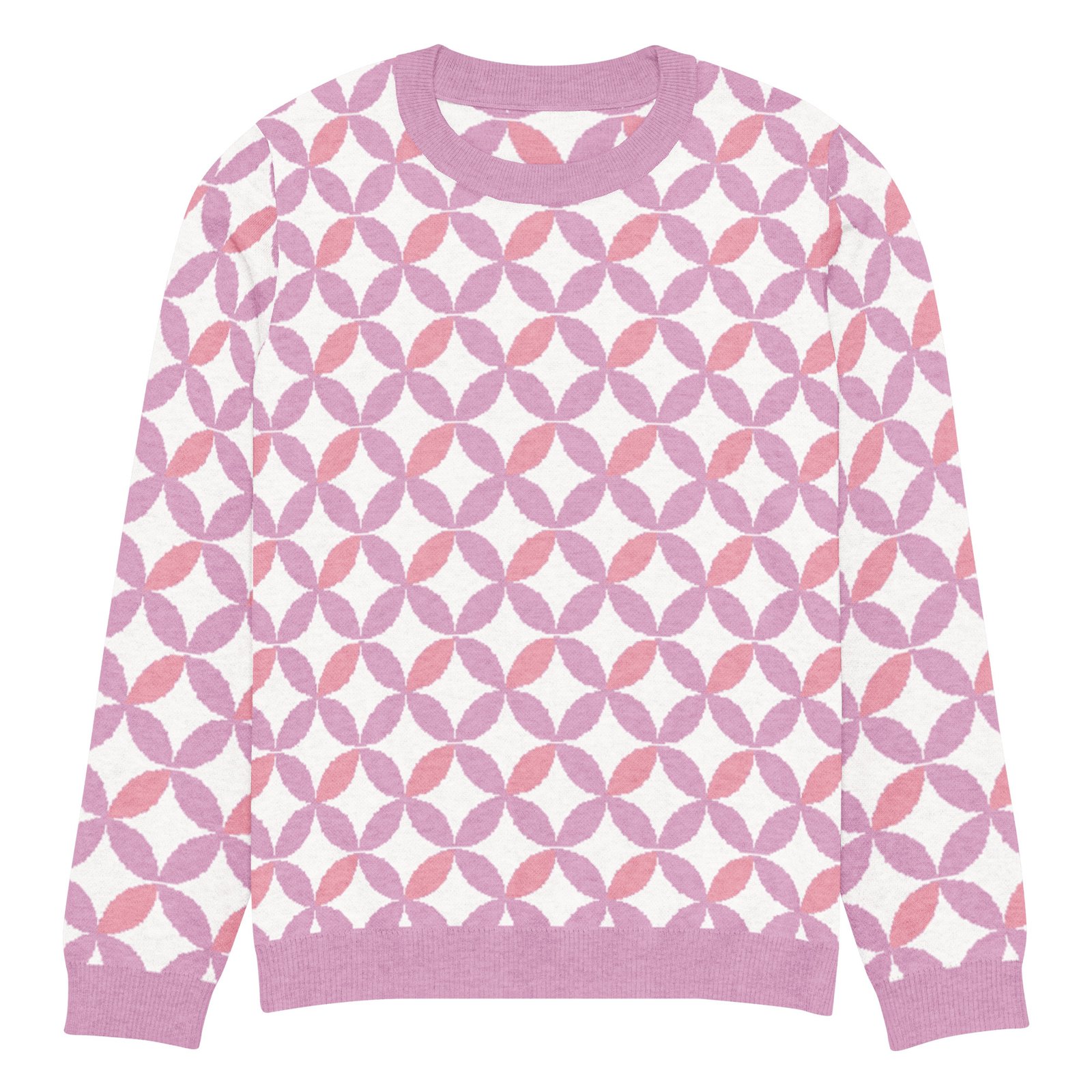 Pink Purple Scallop Sweater Pastel Crew Neck Top Pink Purple Scallop Sweater Pastel Crew Neck Top