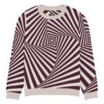 Black White Optical Sweater Geometric Knit Crew Neck