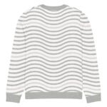 Green Wave Knitted Sweater Olive Beige Crew Neck