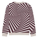 Black White Optical Sweater Geometric Knit Crew Neck