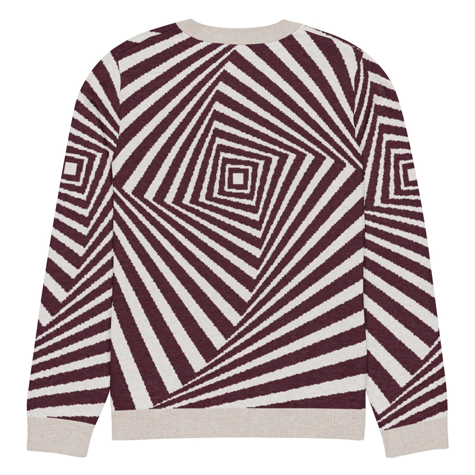 Black White Optical Sweater Geometric Knit Crew Neck Black White Optical Sweater Geometric Knit Crew Neck