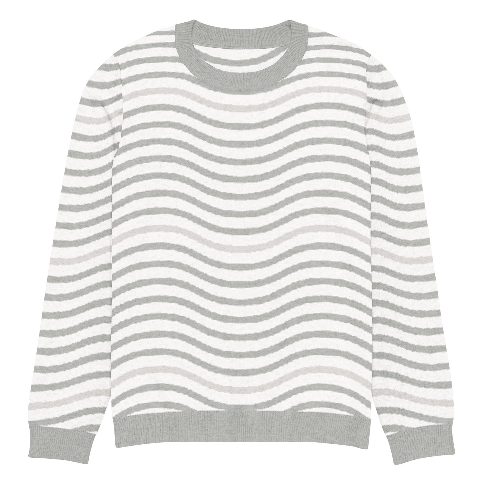 Green Wave Knitted Sweater Olive Beige Crew Neck Green Wave Knitted Sweater Olive Beige Crew Neck