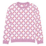 Pink Purple Scallop Sweater Pastel Crew Neck Top