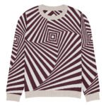 Black White Optical Sweater Geometric Knit Crew Neck