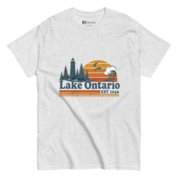 Lake Ontario T Shirt Vintage Lighthouse Sunset Graphic