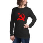 Communist Symbol Long Sleeve Tee Red Hammer Sickle Shirt