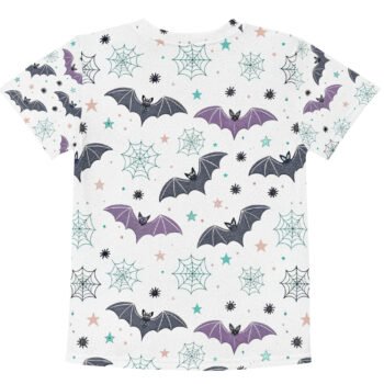 Cute Halloween Bat Kids T Shirt Spooky Spiderweb Tee