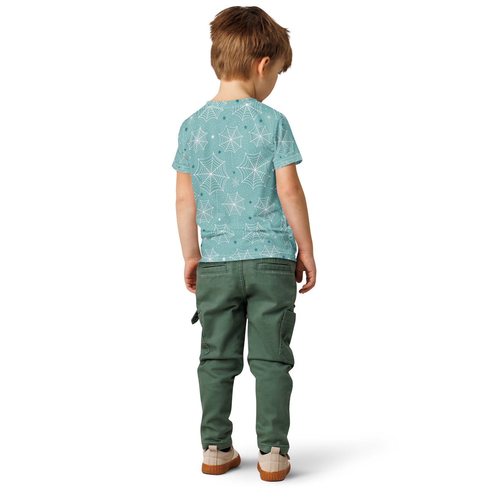Teal Spiderweb Kids T Shirt Whimsical Halloween Tee Teal Spiderweb Kids T Shirt Whimsical Halloween Tee