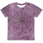 Purple Spiderweb Kids T Shirt Halloween Pattern Tee