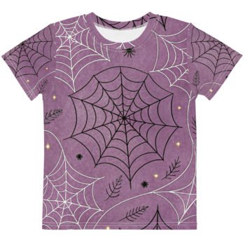 Purple Spiderweb Kids T Shirt Halloween Pattern Tee