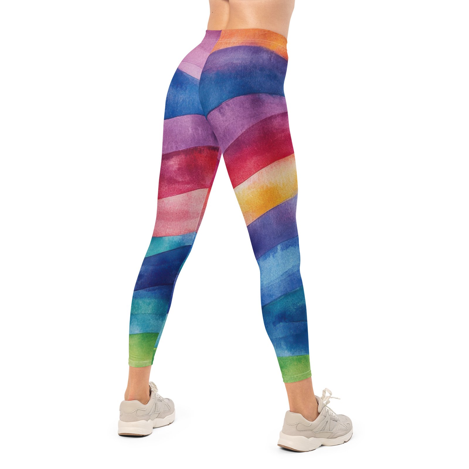 Rainbow Wave Leggings Watercolor Yoga Pants Rainbow Wave Leggings Watercolor Yoga Pants