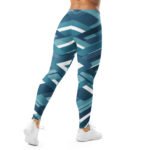 Blue Chevron Leggings Teal Geometric Yoga Pants