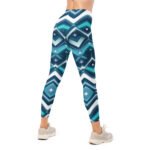 Blue Wavy Chevron Leggings Teal Geometric Yoga Pants
