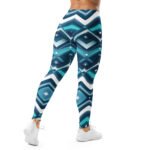 Blue Wavy Chevron Leggings Teal Geometric Yoga Pants