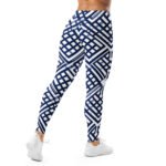 Navy Blue Lattice Leggings Geometric Yoga Pants