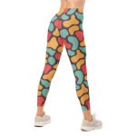 Retro Abstract Leggings Vintage Color Block Yoga Pants