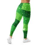 Green Glitter Wave Leggings Emerald Sparkle Yoga Pants
