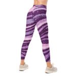 Purple Glitter Wave Leggings Sparkly Striped Yoga Pants