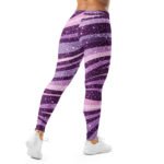 Purple Glitter Wave Leggings Sparkly Striped Yoga Pants