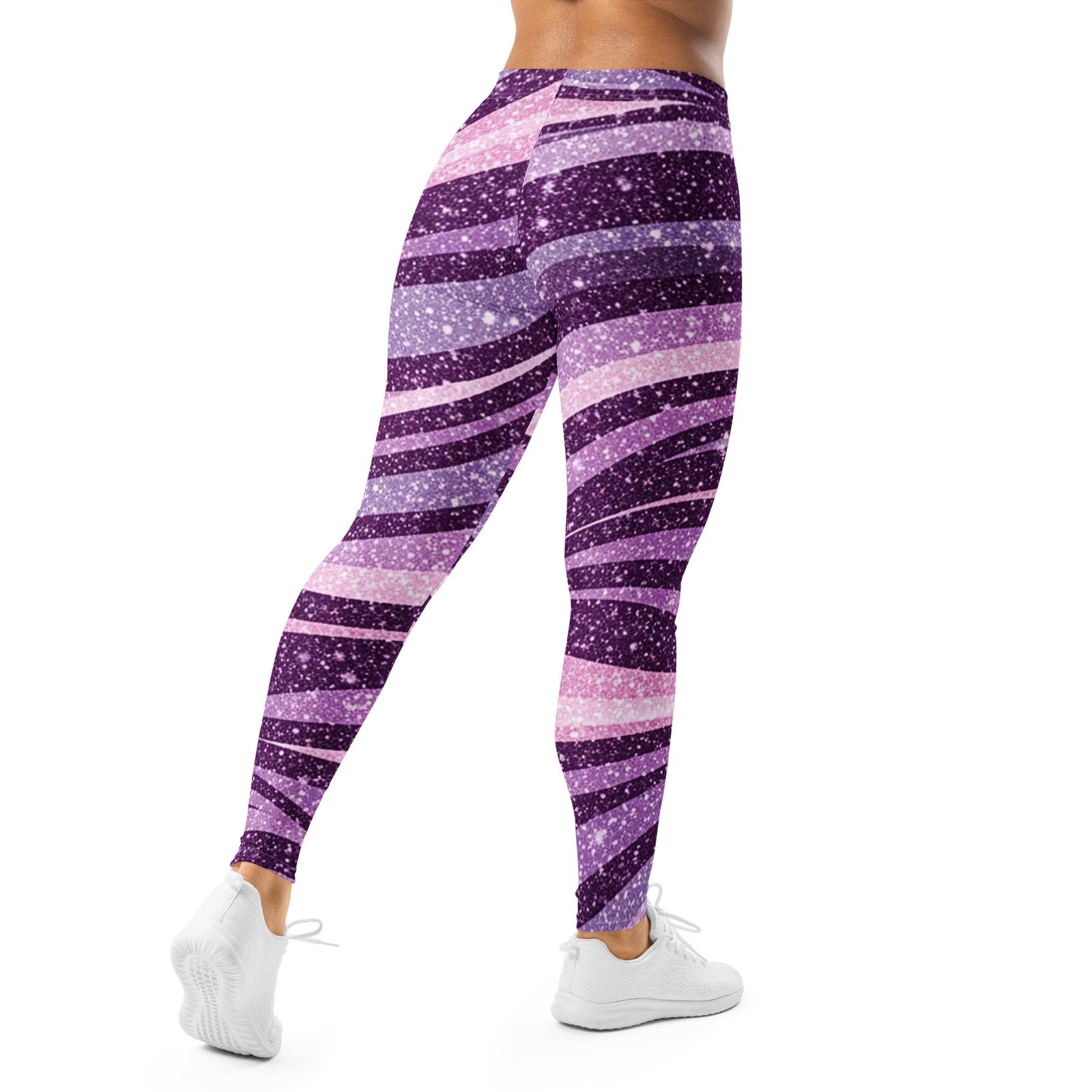 Purple Glitter Wave Leggings Sparkly Striped Yoga Pants Purple Glitter Wave Leggings Sparkly Striped Yoga Pants