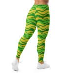 Green Gold Glitter Leggings Sparkly Wave Yoga Pants