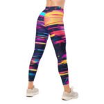 Neon Glitch Leggings Cyberpunk Digital Art Yoga Pants
