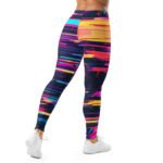 Neon Glitch Leggings Cyberpunk Digital Art Yoga Pants