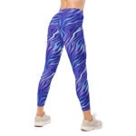 Blue Zebra Leggings Wavy Blue Purple Abstract Yoga Pants
