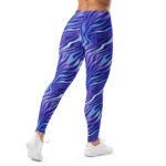 Blue Zebra Leggings Wavy Blue Purple Abstract Yoga Pants
