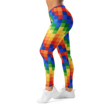 Colorful Grid Leggings Vibrant Square Pattern Yoga Pants