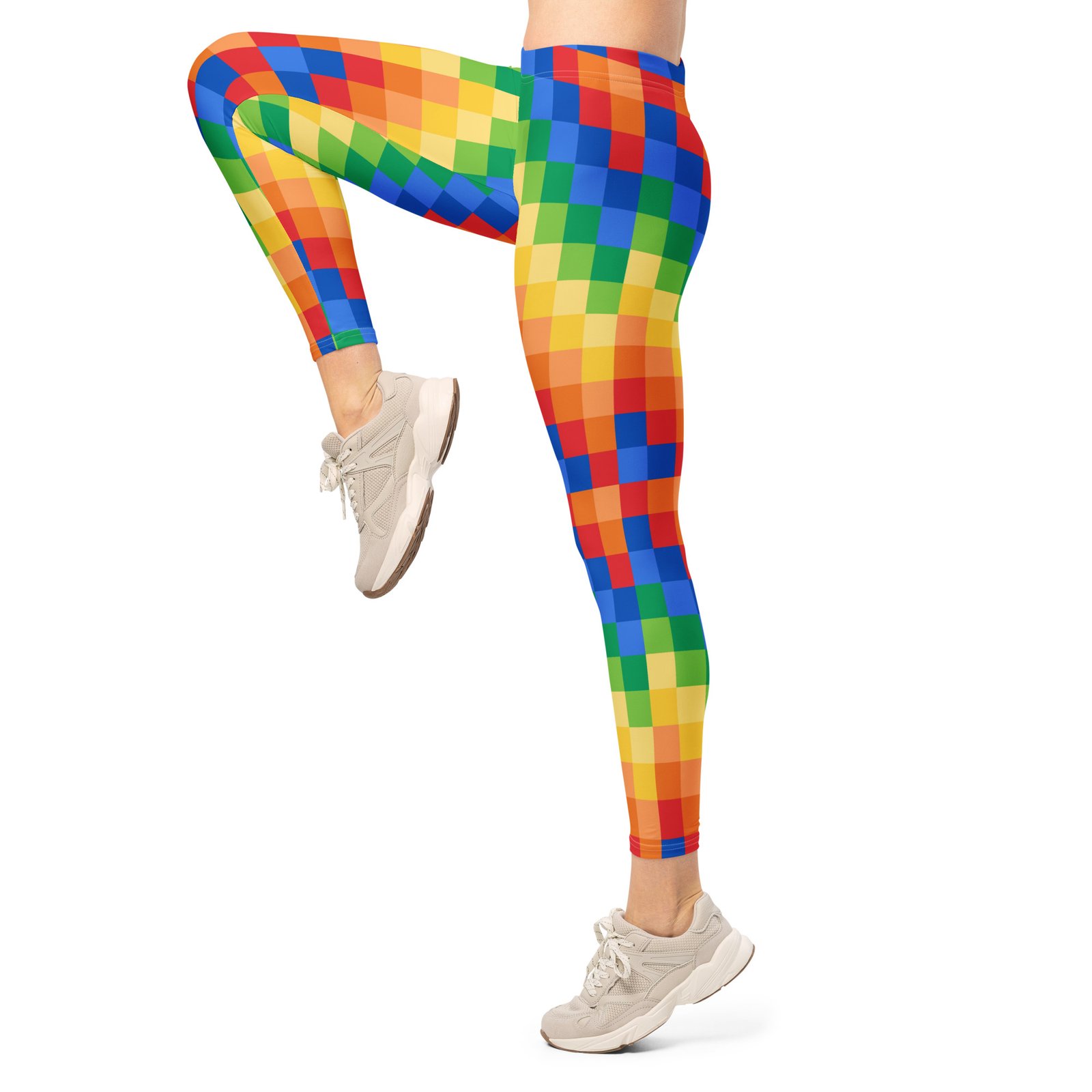 Colorful Grid Leggings Vibrant Square Pattern Yoga Pants Colorful Grid Leggings Vibrant Square Pattern Yoga Pants