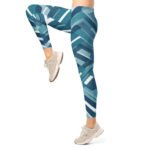 Blue Chevron Leggings Teal Geometric Yoga Pants