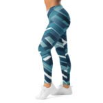 Blue Chevron Leggings Teal Geometric Yoga Pants