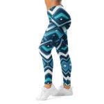 Blue Wavy Chevron Leggings Teal Geometric Yoga Pants