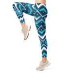Blue Wavy Chevron Leggings Teal Geometric Yoga Pants