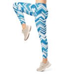Blue 3d Chevron Leggings Geometric Yoga Pants
