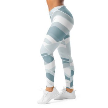 Light Blue Wave Leggings Soft Geometric Yoga Pants