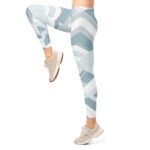 Light Blue Wave Leggings Soft Geometric Yoga Pants