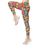 Retro Abstract Leggings Vintage Color Block Yoga Pants