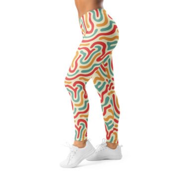 Retro Wavy Leggings Vintage Abstract Yoga Pants