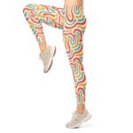 Retro Wavy Leggings Vintage Abstract Yoga Pants