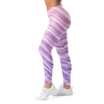 Home 12 Glitter Wave Leggings Pink Purple Sparkle Yoga Pants